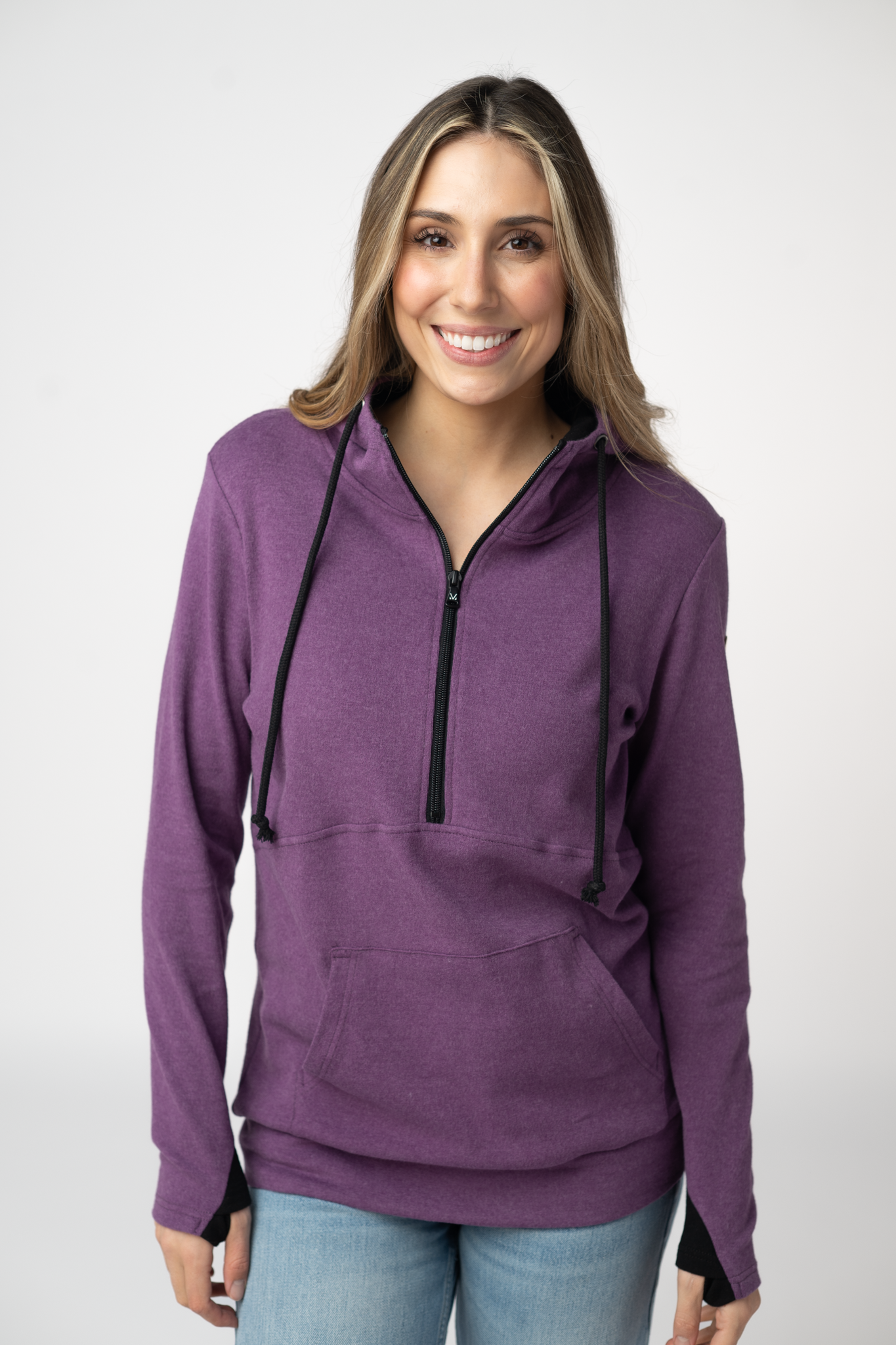 Classic Half Zip Hoodie - Black and Purple
