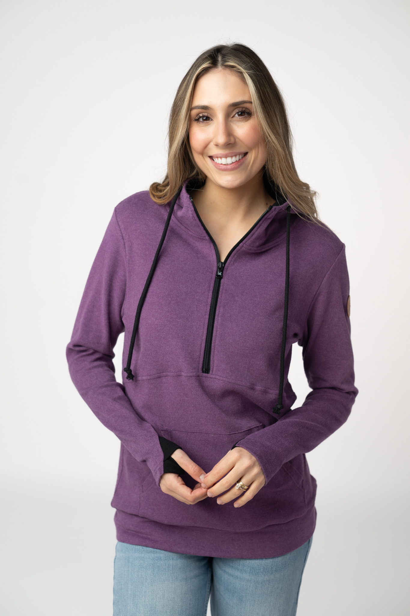 Classic Half Zip Hoodie - Black and Purple