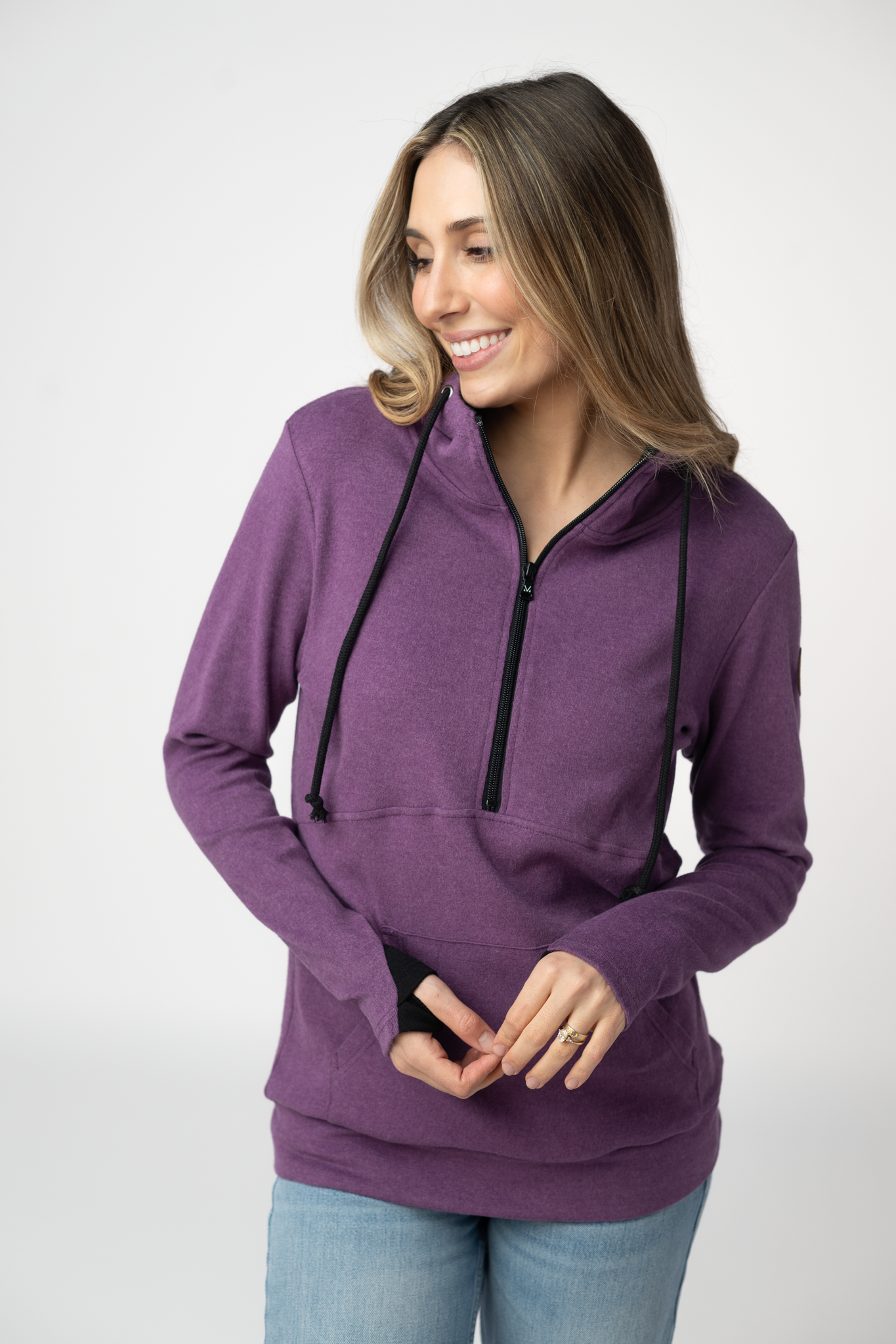 Classic Half Zip Hoodie - Black and Purple