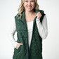 Heather Geometric Hooded Vest - Forest Green