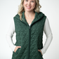 Heather Geometric Hooded Vest - Forest Green
