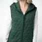 Heather Geometric Hooded Vest - Forest Green