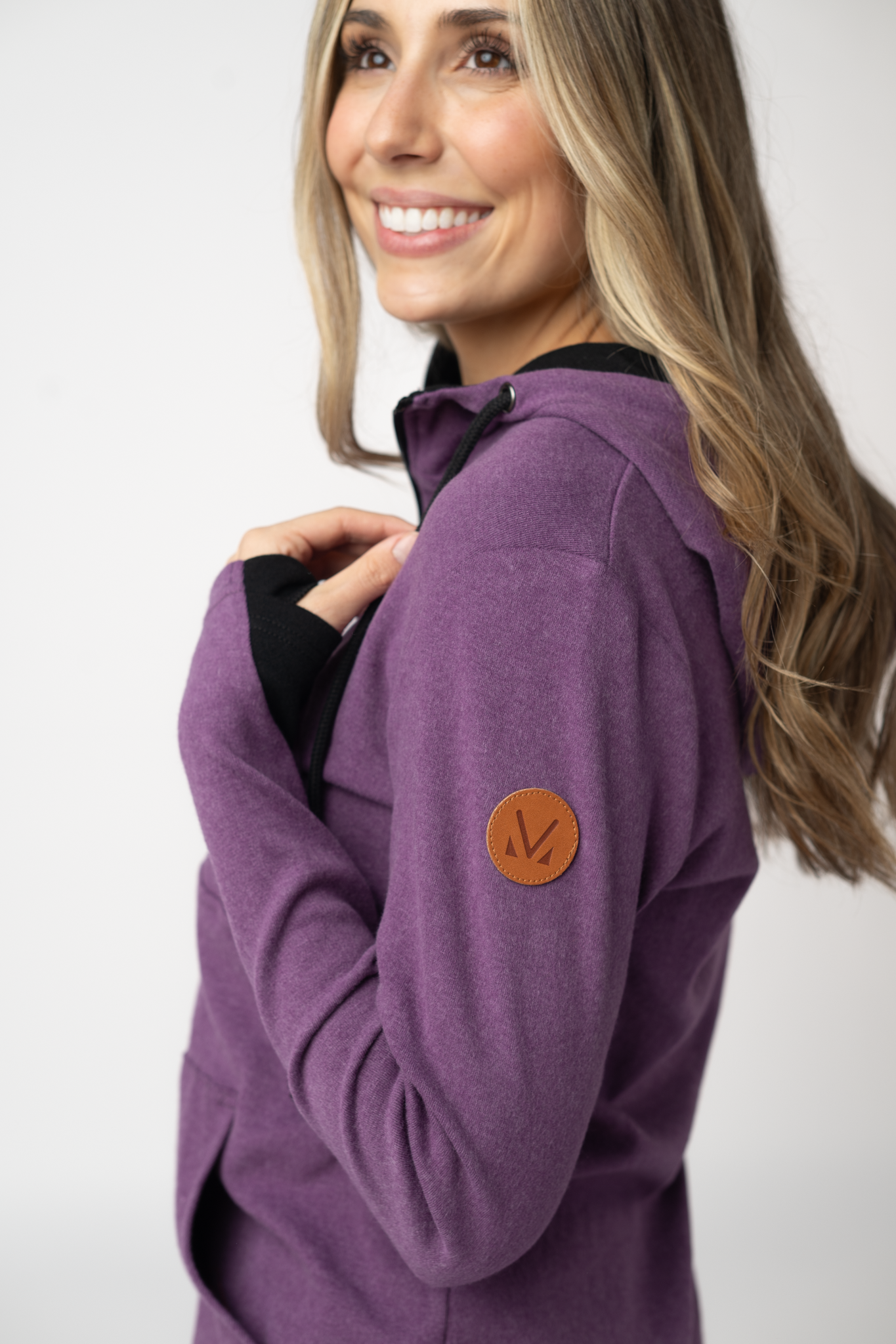 Classic Half Zip Hoodie - Black and Purple
