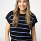 Striped Sweater Top - Black and Purple