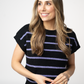 Striped Sweater Top - Black and Purple