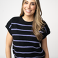 Striped Sweater Top - Black and Purple