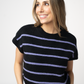 Striped Sweater Top - Black and Purple