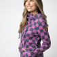 Ashley Hoodie - Black and Purple Checkers