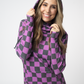 Ashley Hoodie - Black and Purple Checkers