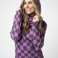 Ashley Hoodie - Black and Purple Checkers