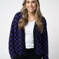 Micro Checkered Cardigan - Black and Purple