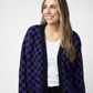 Micro Checkered Cardigan - Black and Purple