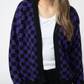 Micro Checkered Cardigan - Black and Purple