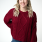 Cable Knit Sweater - Cranberry