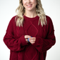 Cable Knit Sweater - Cranberry