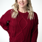 Cable Knit Sweater - Cranberry