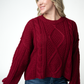Cable Knit Sweater - Cranberry