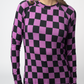 IN STOCK Blair Long Sleeve Top - Black and Purple Checkers