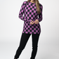 IN STOCK Blair Long Sleeve Top - Black and Purple Checkers