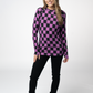 IN STOCK Blair Long Sleeve Top - Black and Purple Checkers