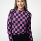 IN STOCK Blair Long Sleeve Top - Black and Purple Checkers