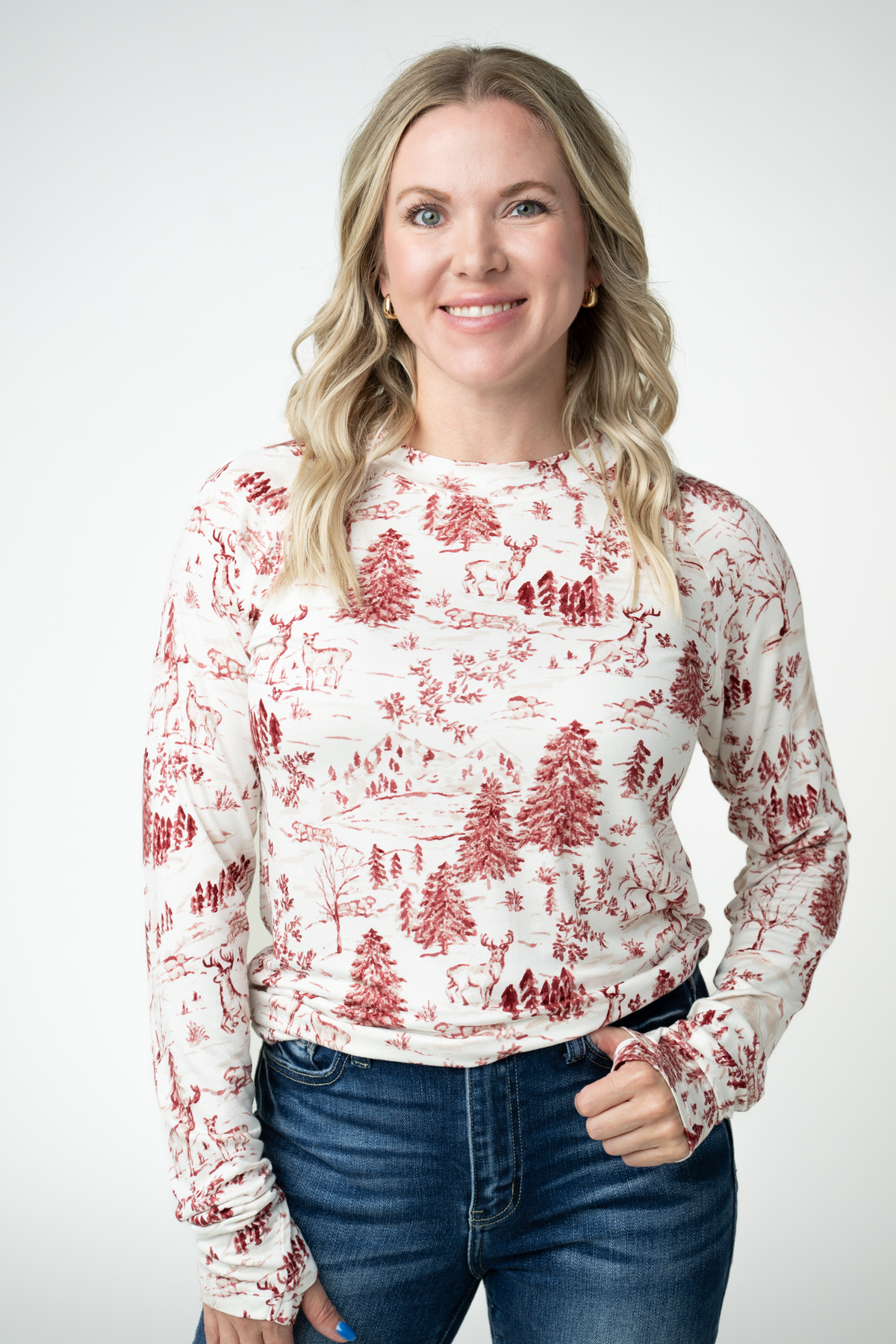 Blair Long Sleeve Top - Cranberry Woodland