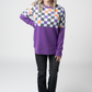 Natalie Pullover - Checkered Bats and Purple