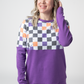 Natalie Pullover - Checkered Bats and Purple