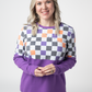 Natalie Pullover - Checkered Bats and Purple