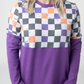Natalie Pullover - Checkered Bats and Purple