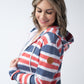 Fullzip Hoodie - Striped Red, White, and Micro Blue Stars