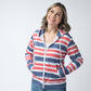 Fullzip Hoodie - Striped Red, White, and Micro Blue Stars