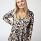 Long Sleeve Sarah Ruffle Top - Navy Autumn Petals