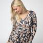 Long Sleeve Sarah Ruffle Top - Navy Autumn Petals