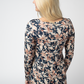 Long Sleeve Sarah Ruffle Top - Navy Autumn Petals