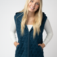 Heather Geometric Hooded Vest - Teal