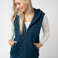 Heather Geometric Hooded Vest - Teal
