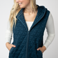 Heather Geometric Hooded Vest - Teal