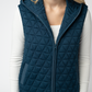 Heather Geometric Hooded Vest - Teal