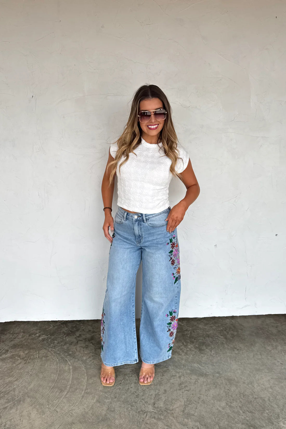 PREORDER: Eva Floral Embroidered Jeans // eta early June