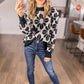 Floral Round Neck Long Sleeve Sweater
