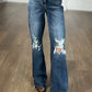 Rose High Rise 90's Straight Jeans in Dark Wash - Judy Blue