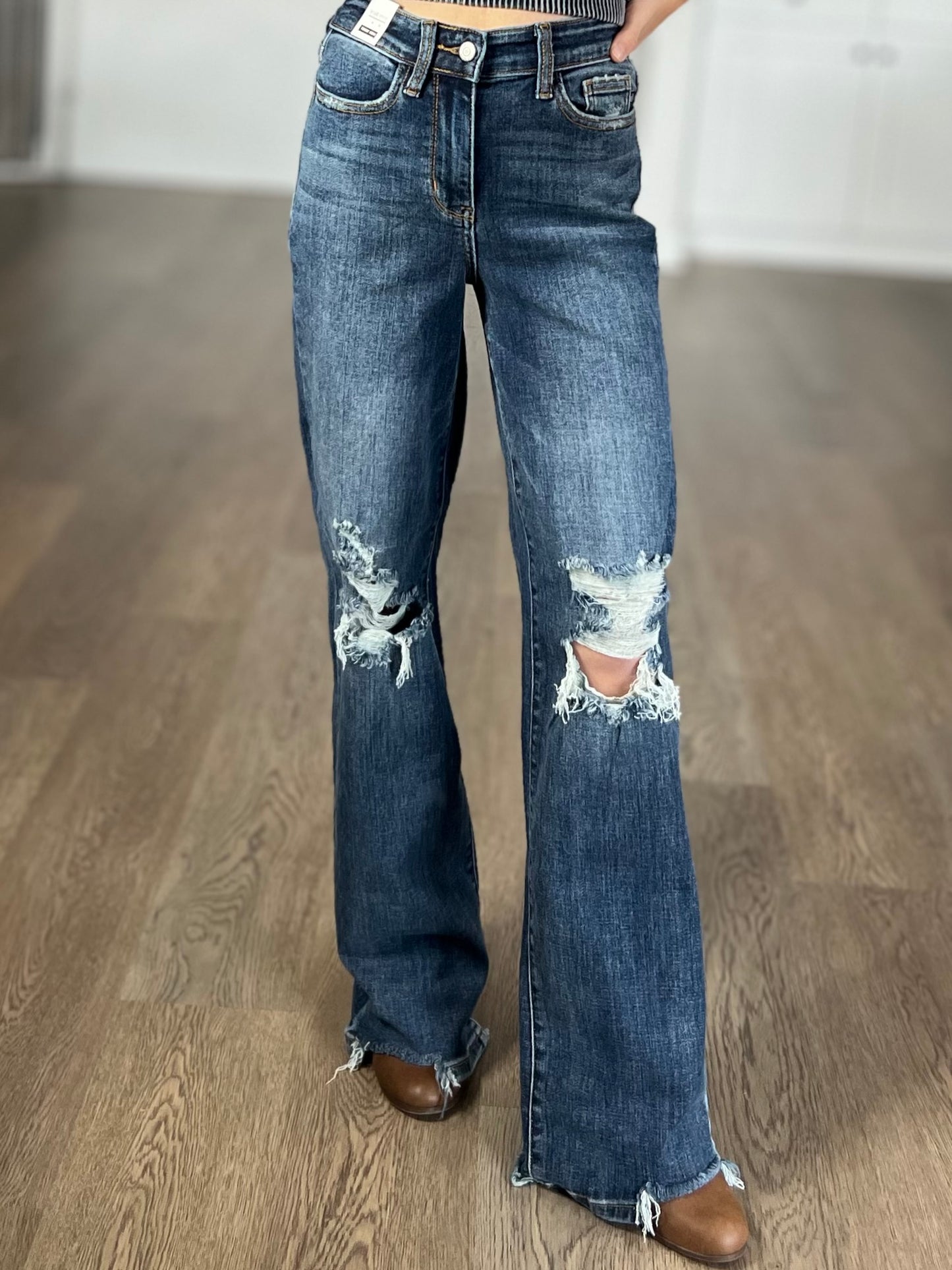 Rose High Rise 90's Straight Jeans in Dark Wash - Judy Blue