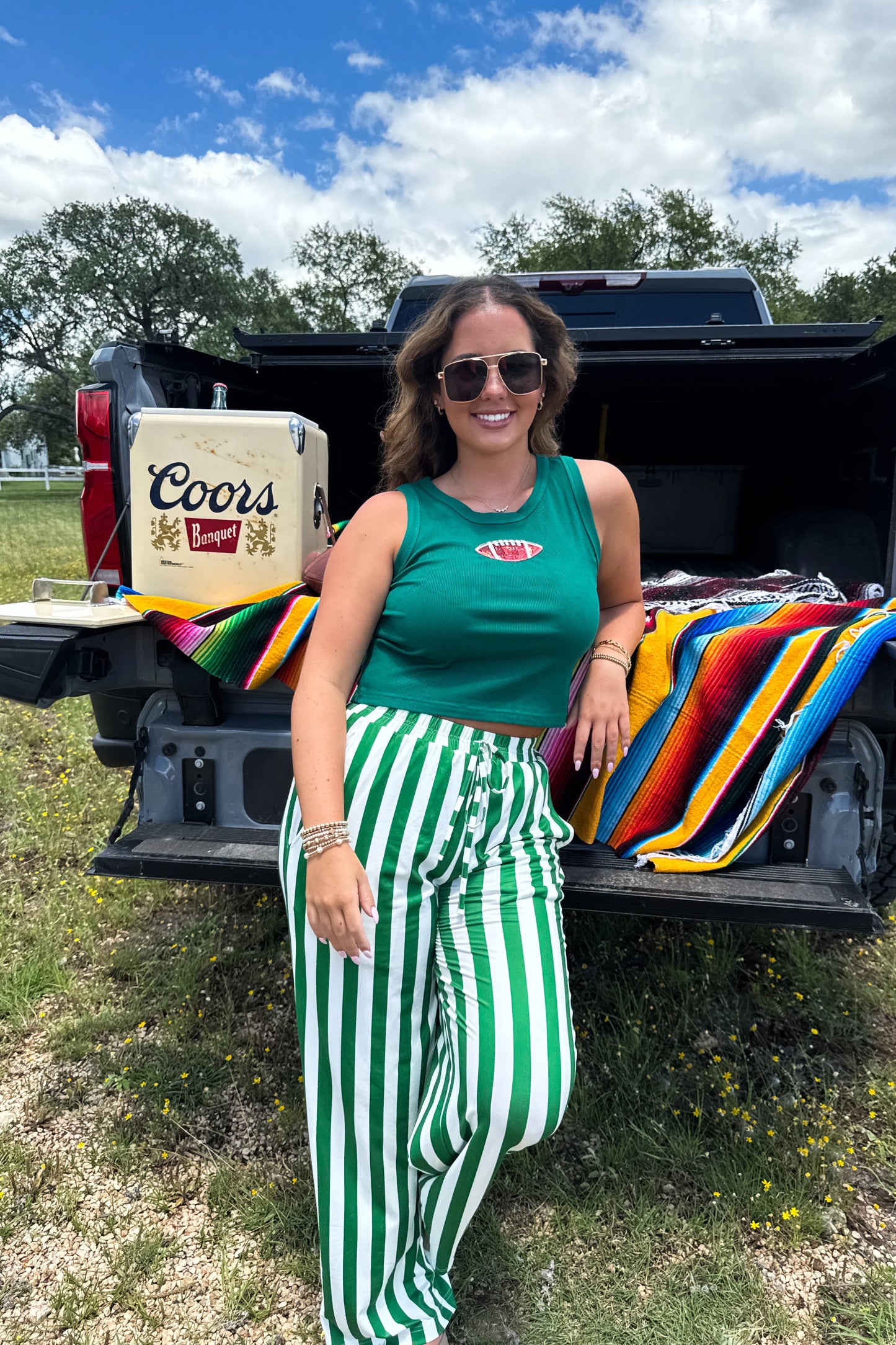 PREORDER: Game Day Wide Leg Pants - Gingham and Stripes  // eta September