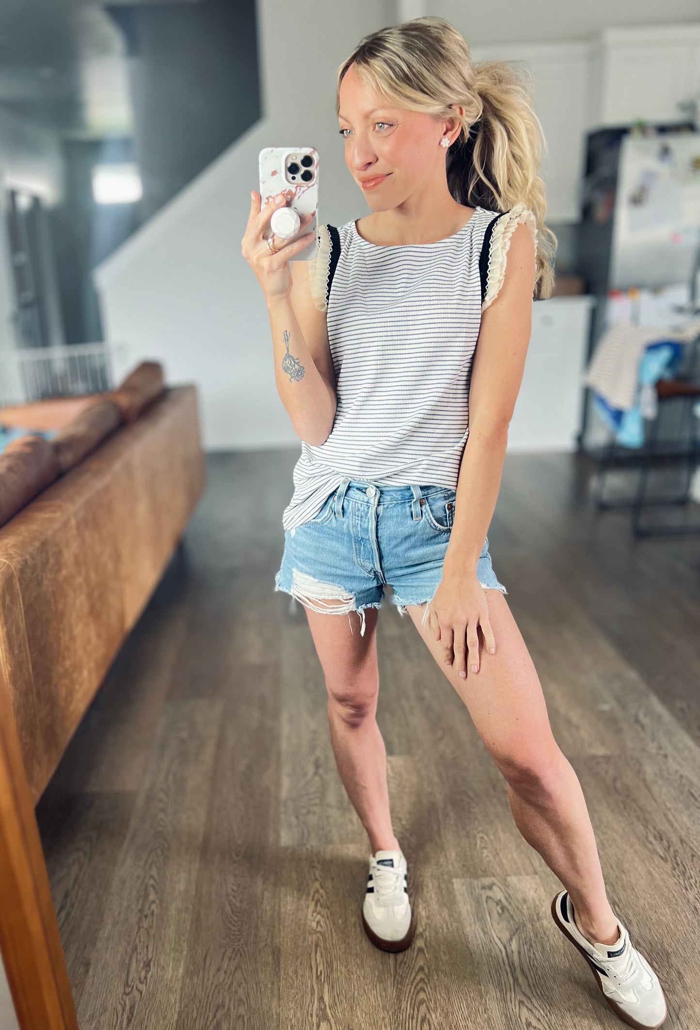Chelsea Ruffle Stripe Tank