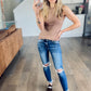 Skinny Rib Grecian Neck Built in Bra Tank