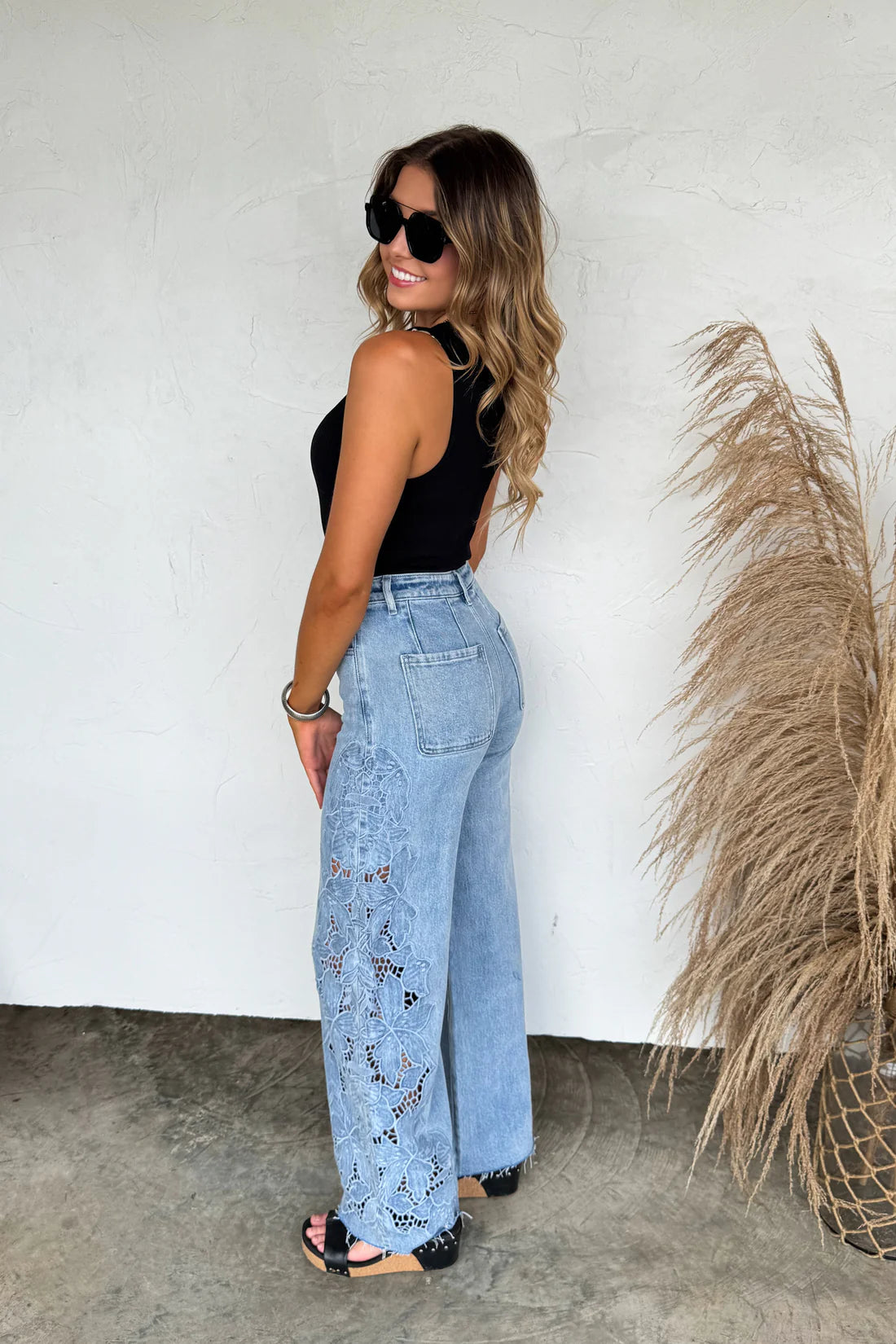 PREORDER: Floral Charm Wide Leg Jeans // eta early June