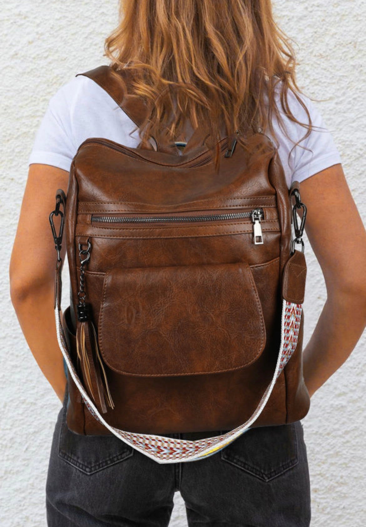 Dark Chocolate PU Leather Backpack