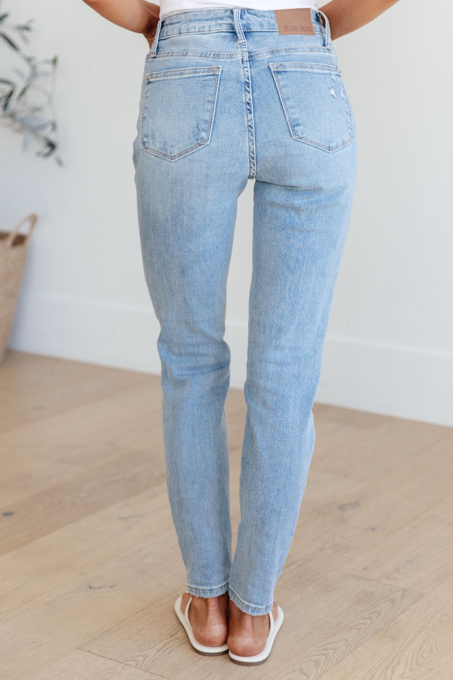 Eloise Mid Rise Control Top Distressed Skinny Jeans - Judy Blue