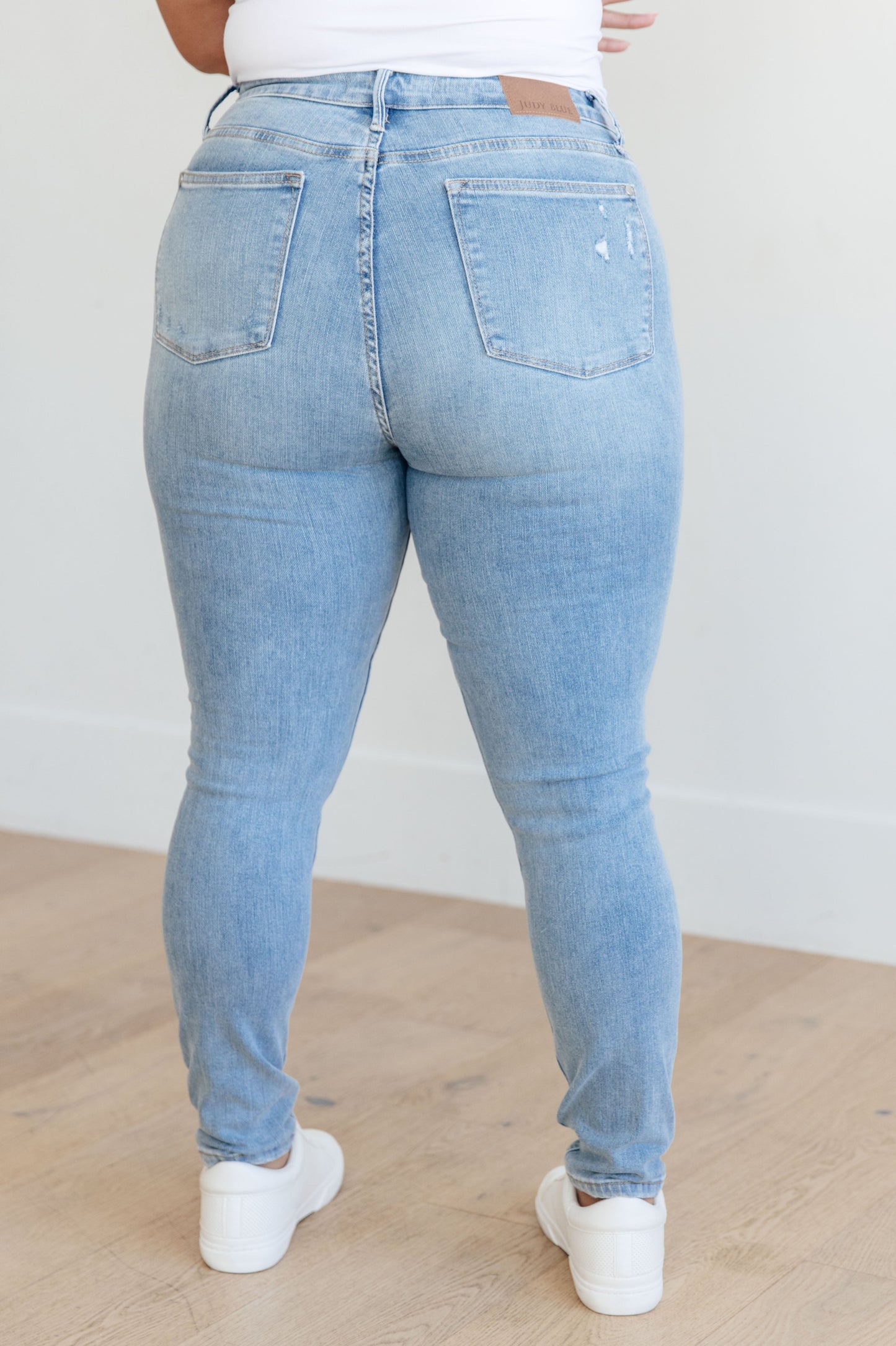 Eloise Mid Rise Control Top Distressed Skinny Jeans - Judy Blue